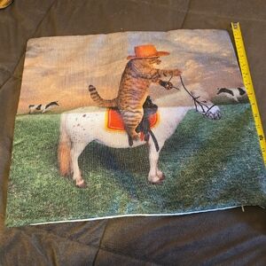 Cat Riding Horse Pillow Cover
